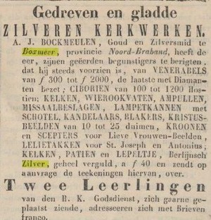 Advertentie van Bockmeulen in 1844